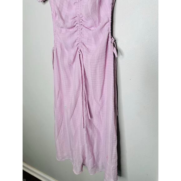 LOUNA Purple Hourglass Side Cutout Short Sleeve Ruched Middle Dress Size XS - Picture 7 of 13